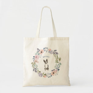 Bolsa Tote Floral bonito   Boston Terrier Dog