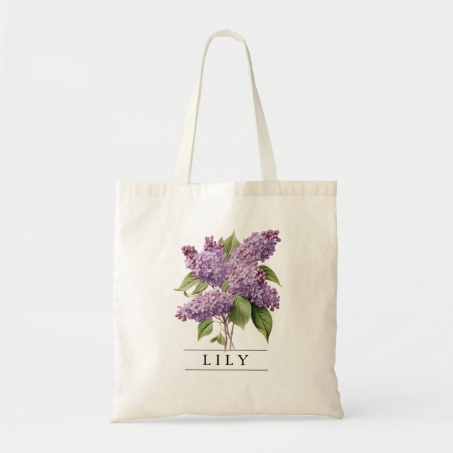 Bolsa Tote Floral Botânica-Personalizar-Orçamento Chic Lilac (Frente)