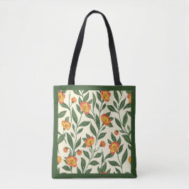 Bolsa Tote Floral Botânico Laranja-Laranja-Na moda elegante
