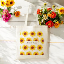 Floral Branco Amarelo Sunflower