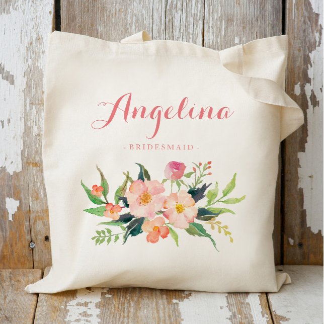 Bolsa Tote Floral Bridesmaid Personalizada (Criador carregado)