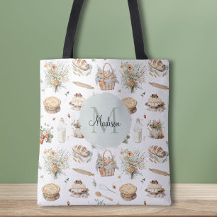 Bolsa Tote Floral Caprichoso de Morango Country Monogramado