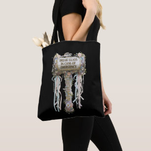 Bolsa Tote Floral Caprichoso "Quebre o Vidro em Caso de Emerg