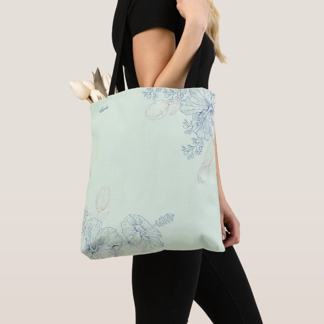 Bolsa Tote Floral Chic Personalizado (Close Up)