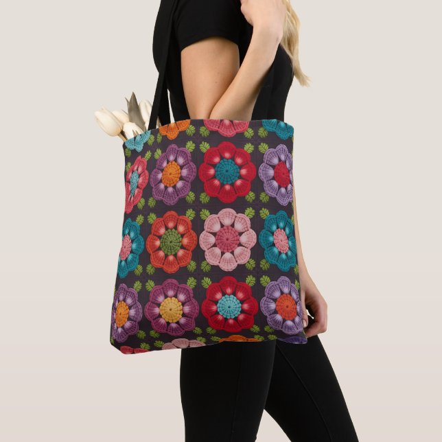 Bolsa Tote Floral com Design de 20 Margaridas – Re (Close Up)