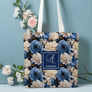 Bolsa Tote Floral com Nome Personalizado Flores Ma