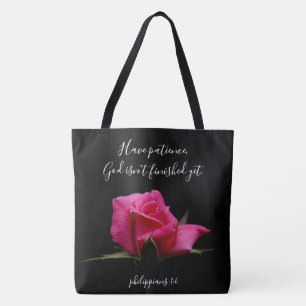 Bolsa Tote Floral com verso; flor da rosa vermelha, 1:6 dos