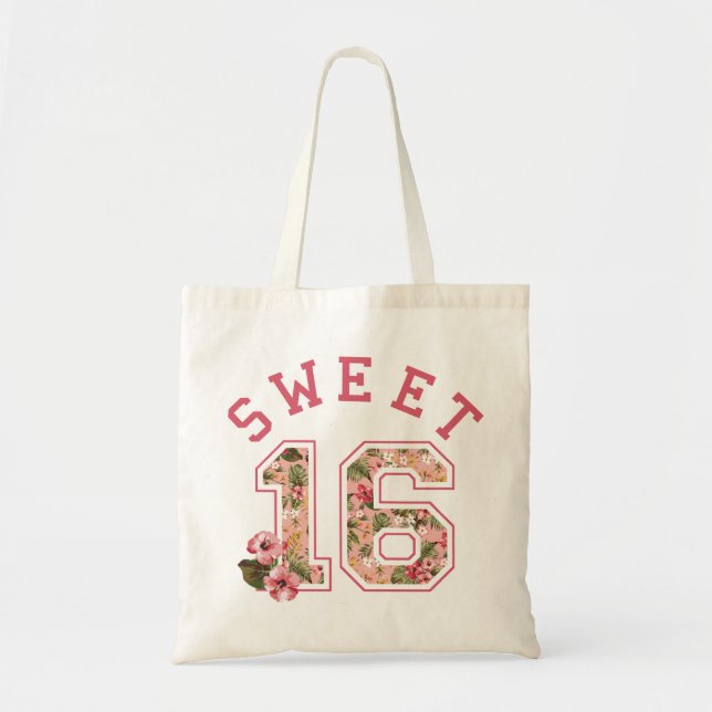 Bolsa Tote Floral Cor-de-rosa Doce 16 (Frente)