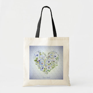 Bolsa Tote Floral Coração Azul