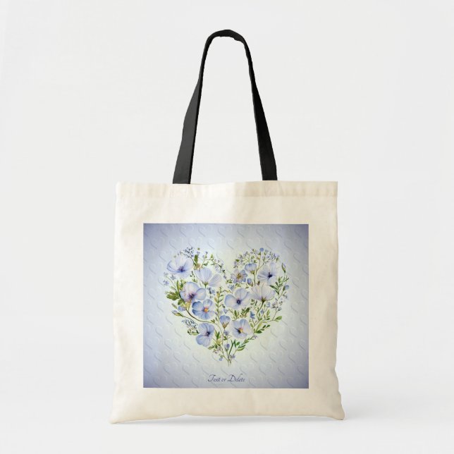 Bolsa Tote Floral Coração Azul (Frente)