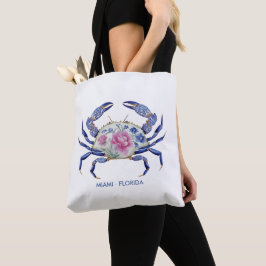 Bolsa Tote Floral Crab Coastal Nautical Beach Wedding
