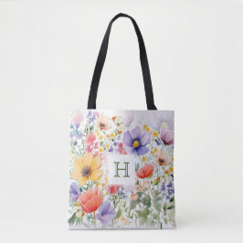 Bolsa Tote Floral de Aquarela Bonito Personalizada