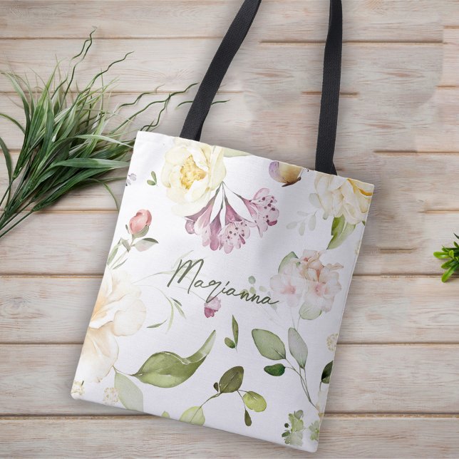 Bolsa Tote Floral de Flor Selvagem de Bridesmaid Gift (Criador carregado)