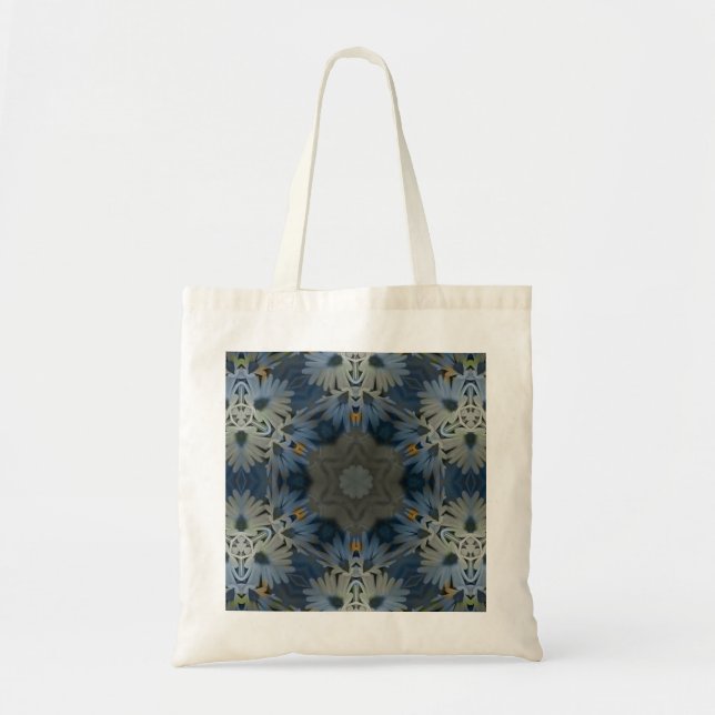 Bolsa Tote Floral de Margarida Azul Antiquado (Frente)