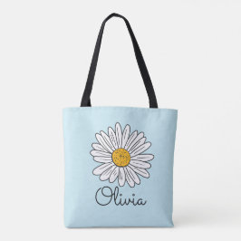 Bolsa Tote Floral de Margarida Branca Monogramada