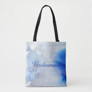 Bolsa Tote Floral de Orquídea em Aquarela Azul Tro