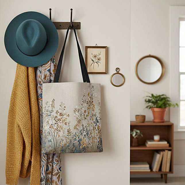 Bolsa Tote floral de prado âmbar (Criador carregado)