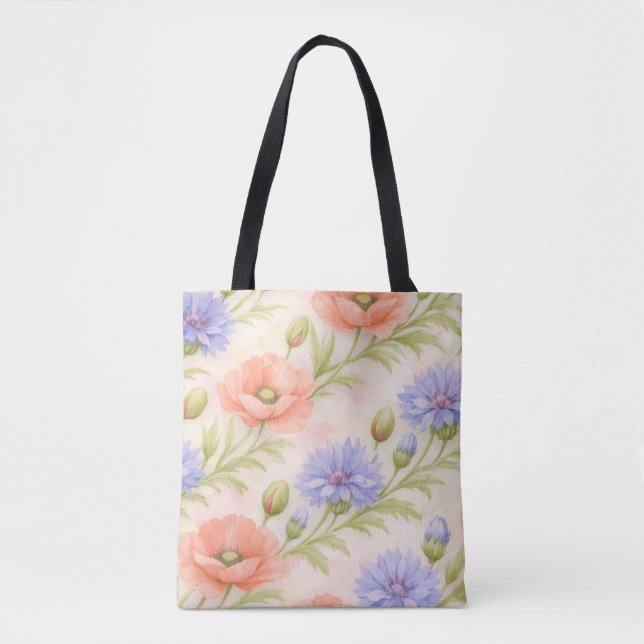 Bolsa Tote Floral de Prado Selvagem  (Frente)