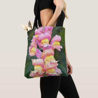 Bolsa Tote Floral de Snapdragon Cor-de-rosa e amarelo