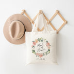 Bolsa Tote Floral de Verão | Festa de Madrinha de casamento<br><div class="desc">O bolsa de festa de noiva apresenta uma camada floral de rosas e peônias cor-de-rosa pincel,  pêssego e verde-sábio,  com dentro de "madrinha de casamento" gravado em um roteiro escrito à mão. Projetado para combinar com a nossa coleção Floral MidSummer.</div>