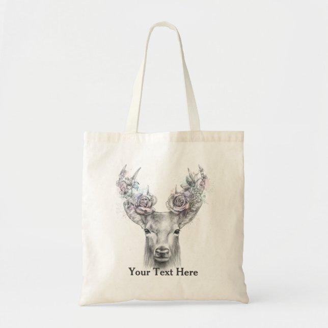 Bolsa Tote Floral Deer Antlers (Frente)