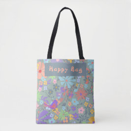 Bolsa Tote Floral desbotado "Happy Bag"