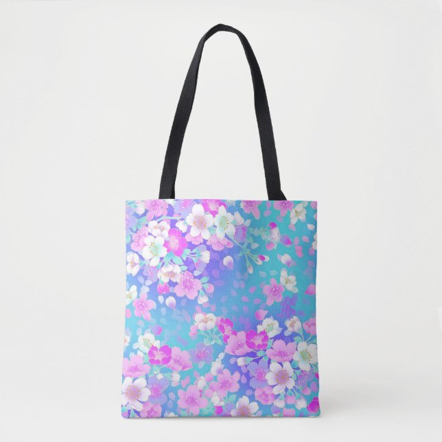 Bolsa Tote Floral em Azul (Frente)