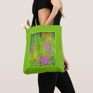 Bolsa Tote Floral em cores de Chartreuse, Rosa e Marigold
