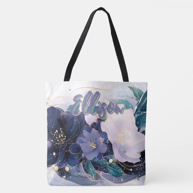 Bolsa Tote Floral Escuro Elegante (Frente)