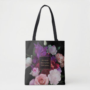 Bolsa Tote Floral escuro romântico personalizado