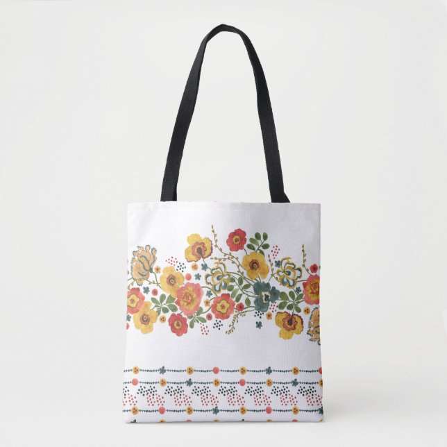 Bolsa Tote Floral Estilizado: Design sem água. (Frente)