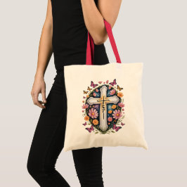 Bolsa Tote Floral Faith Cross