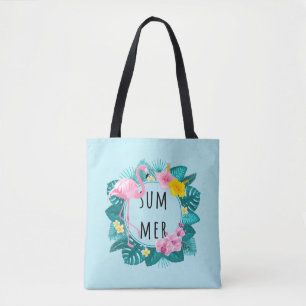 Bolsa Tote Floral Flamingo Summer Bliss