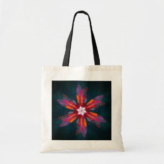 Bolsa Tote Floral Flores de Mandala Laranja Vermelho Abstrato