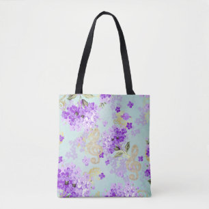 Bolsa Tote Floral Flores Púrpuras