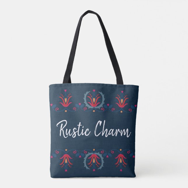 Bolsa Tote Floral Folk Tradicional Rústico Húngaro (Verso)