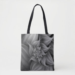 Bolsa Tote Floral Fractal Cinza Incrível