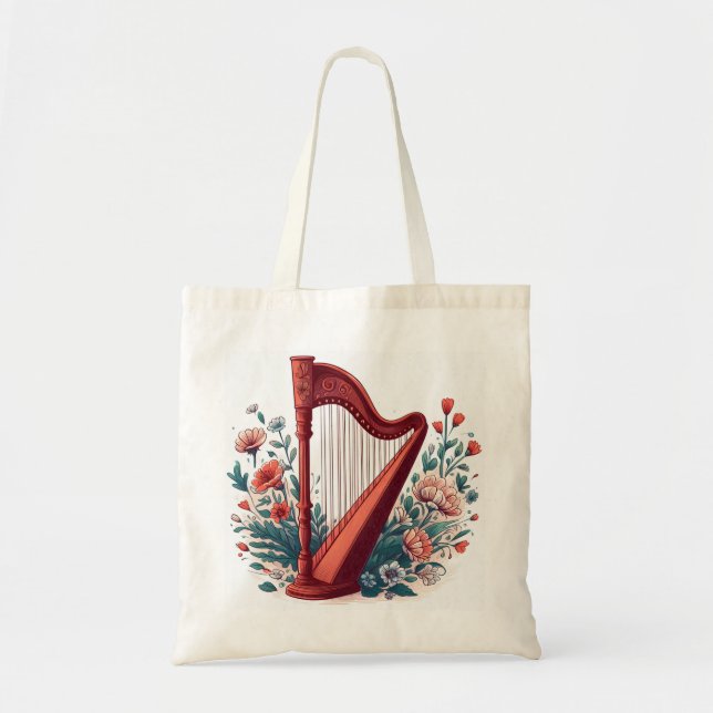 Bolsa Tote Floral Harp Tote Bag (Frente)