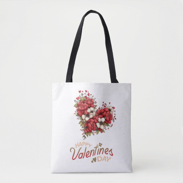 Bolsa Tote Floral Heart Bouquet Valentine's Day (Frente)