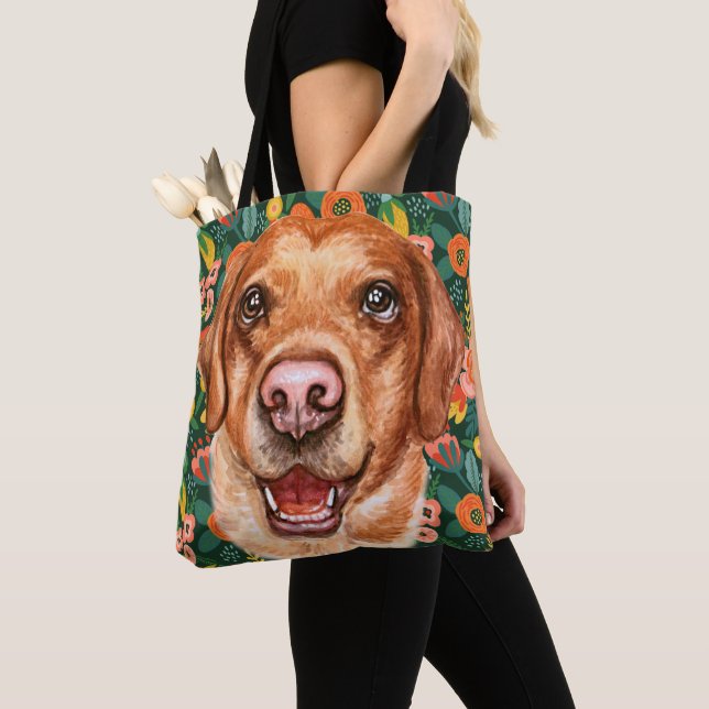 Bolsa Tote Floral Labrador Dog (Close Up)
