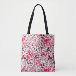 Bolsa Tote Floral, leopardo, vermelho e branco, vermelho,
