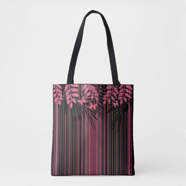 Bolsa Tote Floral, listrado, retro (Frente)