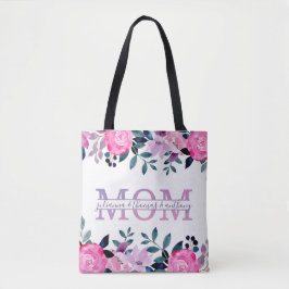 Bolsa Tote Floral Mãe dividiu Monograma com nomes de crianças