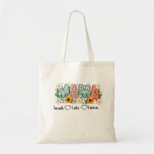 Bolsa Tote Floral Mama com Nomes dos Filhos