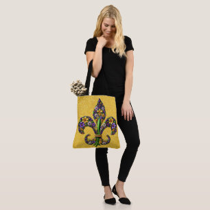 Bolsa Tote Floral Mardi Gras lírio fleur de lis