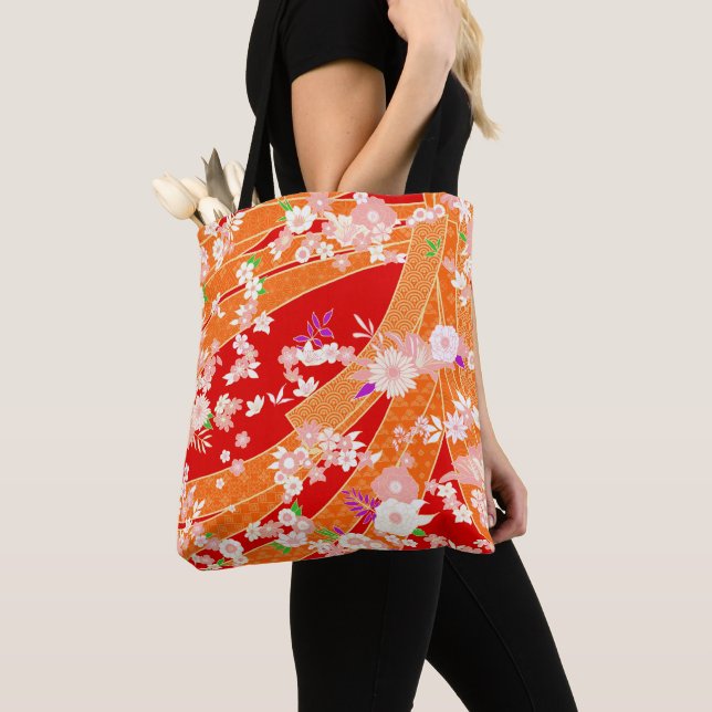 Bolsa Tote Floral Mix Kimono Pattern Spring (Close Up)