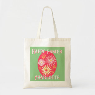 Bolsa Tote Floral Moderno de Ovo de Páscoa Personalizado
