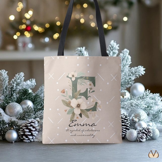 Bolsa Tote Floral Monogram E – Elegant Botanical Letter Art (Criador carregado)