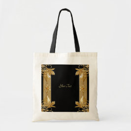 Bolsa Tote Floral Ornata Dourada Preta