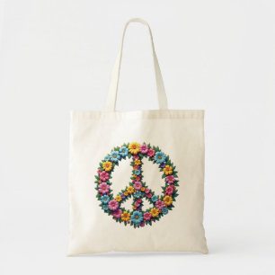 Bolsa Tote Floral Peace Symbol